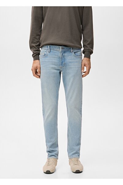 MANGO Man Jan yıpranmış görünümlü slim fit jean pantolon