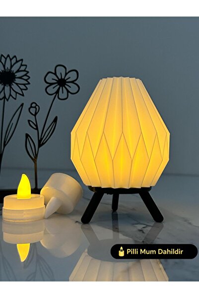 3DAKSESUAR Ev Dekorayson Abajur Mumluk Pilli Mum İle Çalışır