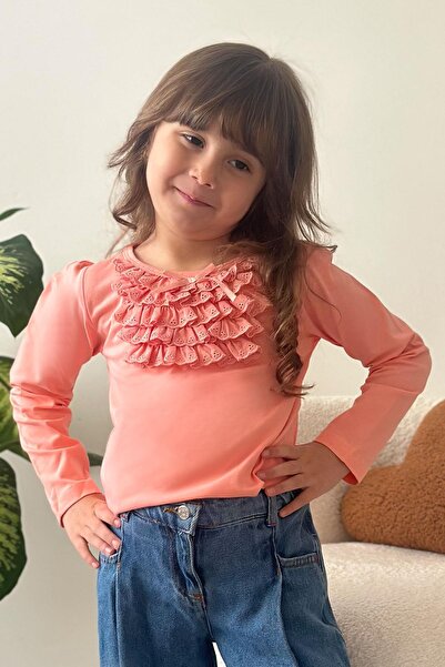 Breeze Дівчача футболка з довгими рукавами, з рюшами та бантиком, 6 місяців-8...