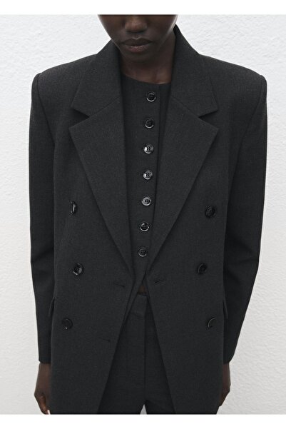 MANGO Woman Çift düğmeli kumaş blazer ceket