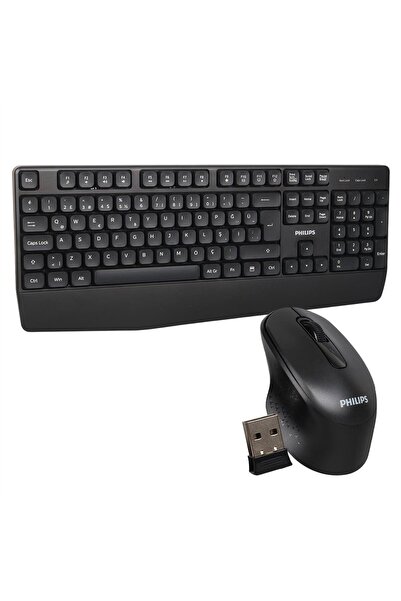 Philips SPT6348B USB Kablosuz Ofis Tipi Siyah Numpadli Türkçe Q Klavye Mouse ...