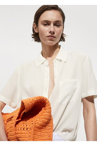MANGO Woman Kısa kollu akışkan gömlek