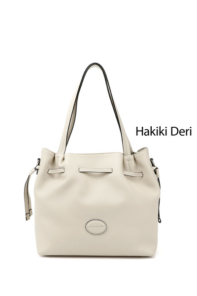 GÖNDERİ(R) حقيبة يد وكتف نسائية من الجلد الطبيعي باللون البيج