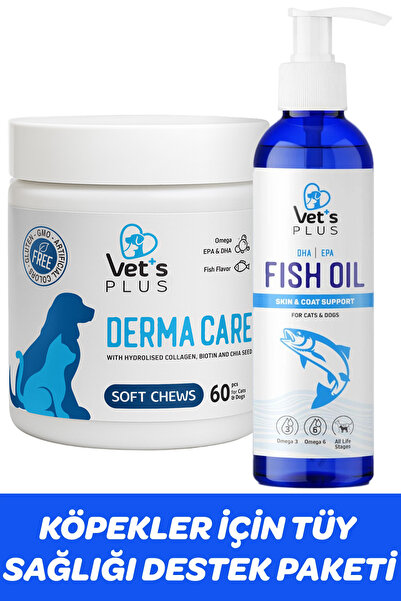 Vet's Plus Tüy Dökülmesi ve Tüy Yumağı Önleyici Paket (Köpekler İçin Tüy Sağl...