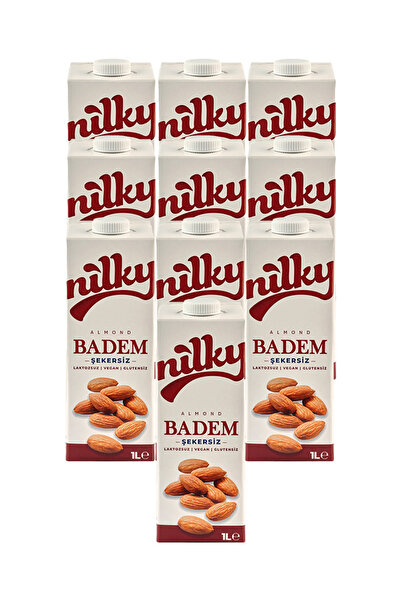NİLKY Şekersiz Badem Sütü Glütensiz Bitkisel Bazlı Laktosuz Vegan 10x1 Lt