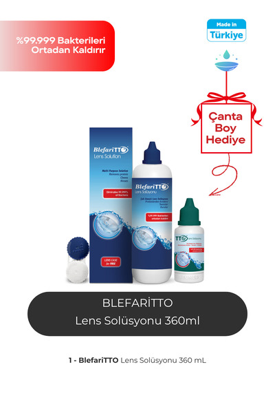 BLEFARİTTO Blefaritto 360 ml Lens Solüsyonu Çanta Boy 60 ml Çanta Boy Hediye ...
