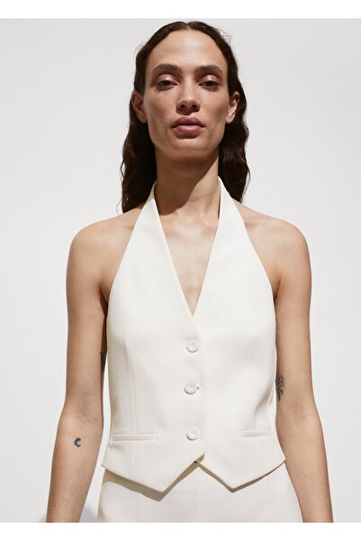 MANGO Woman Halter yaka düğmeli yelek