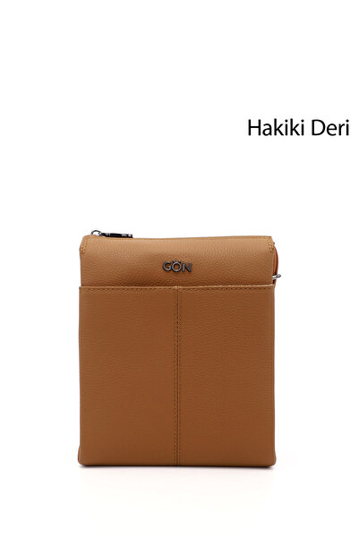 GÖNDERİ(R) حقيبة كتف للجنسين من الجلد الطبيعي متوسطة الحجم من TABA Gön Q3674