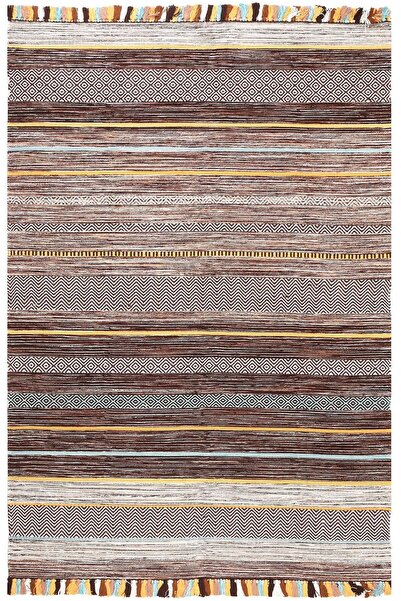 MYHOME HALI Trb-02 Iskandinav Pamuk Kilim El Dokuma Kahverengi