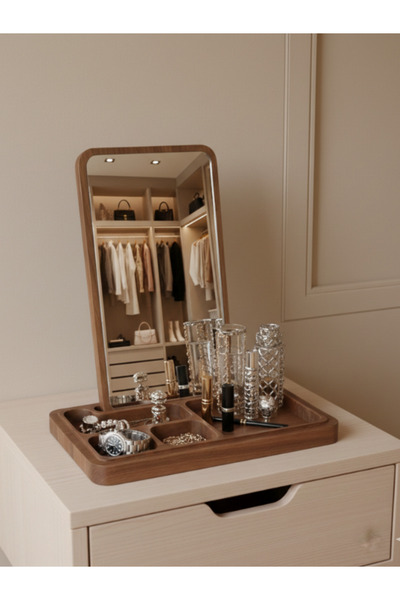 EkaWood Sevgililer Günü Hediyesi | Ahşap Aynalı Takı Makyaj Kutusu