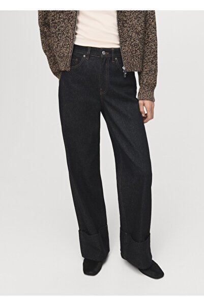 MANGO Woman Paçaları kıvrık jean