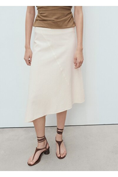 MANGO Woman Pamuklu asimetrik midi etek
