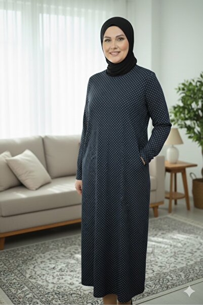 elma abone Plus Size Women's Pigment Printed Combed Cotton Dress