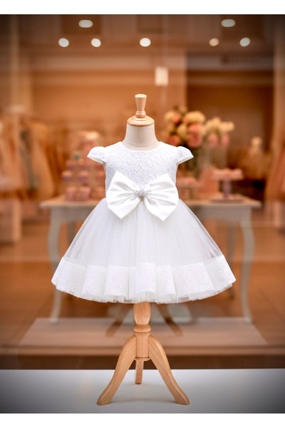 miaras baby Kız Bebek Tüllü Fiyonklu Abiye Elbise