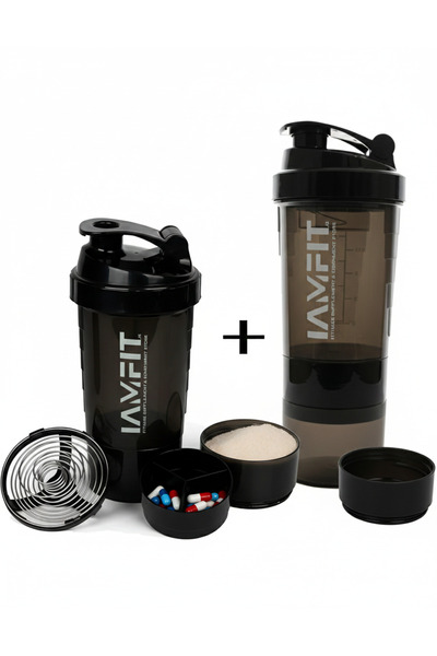 IAMFIT مجموعة زجاجات خلط فاخرة | أسود - 500 مل (عبوة من قطعتين) مانعة للتسرب
