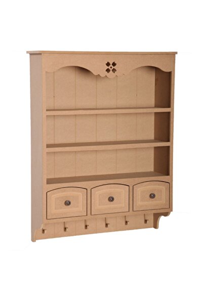 st koleksiyon hobi antika Ahşap Boyanabilir MDF Dekoratif 3 Raflı ve 3 Çekmec...