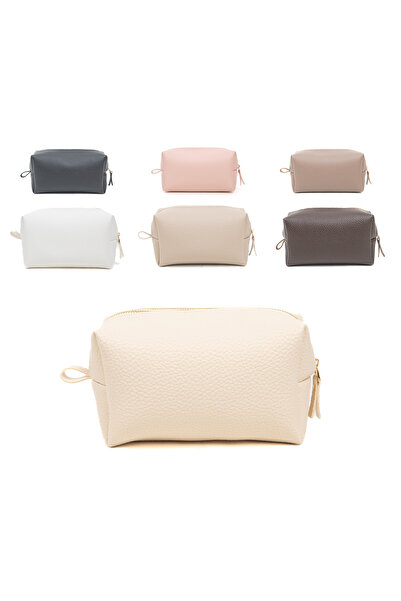 Yul Atelier Metal Fermuarlı Kalın Vegan Deri Makyaj Çantası | Günlük & Seyaha...