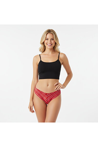 BONBON Women's Tulle Heart Patterned Brazilian Slip Panties Bb2159