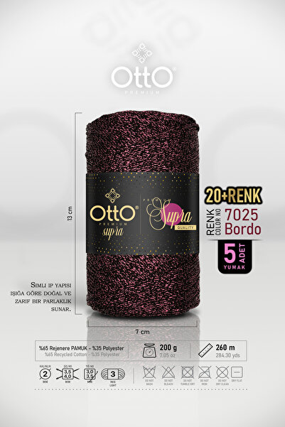Otto Premium Glittery Supra - Burgundy - 5 Pack - 3Mm/200Gr/260M - Bag Access...