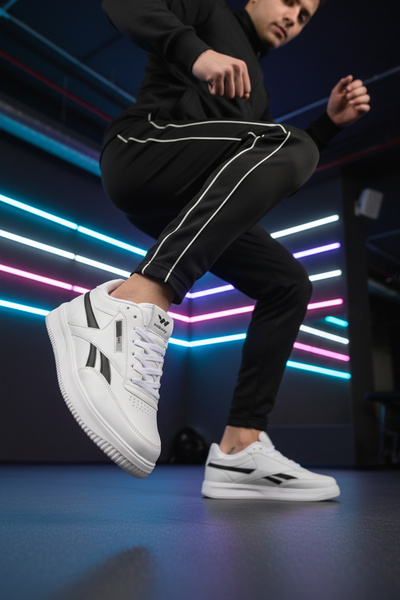 WALKWAY White Black Lace-Up Light Skin Men's Sports Shoes Marlow m