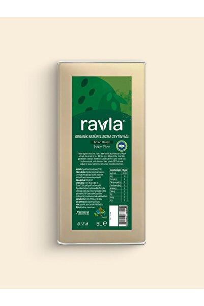 Ravla Organik Erken Hasat Naturel Sızma Zeytinyağı - Sofralık 5L