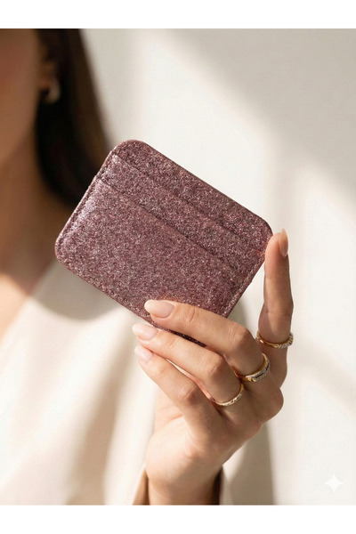 PurpleART Γυναικεία θήκη καρτών Mini 5 θέσεων με γυαλιστερό γκλίτερ σε χρώμα ...