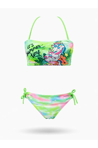 hazelin Дівчачий бікіні з неоновим зеленим візерунком - 2-8 років, без бретел...