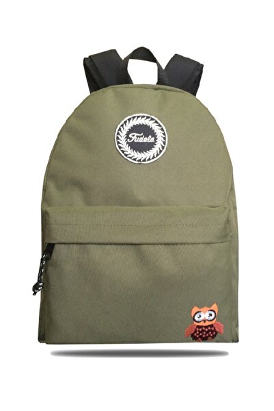 Fudela Haki Baykuş Desenli Sırt Çantası
