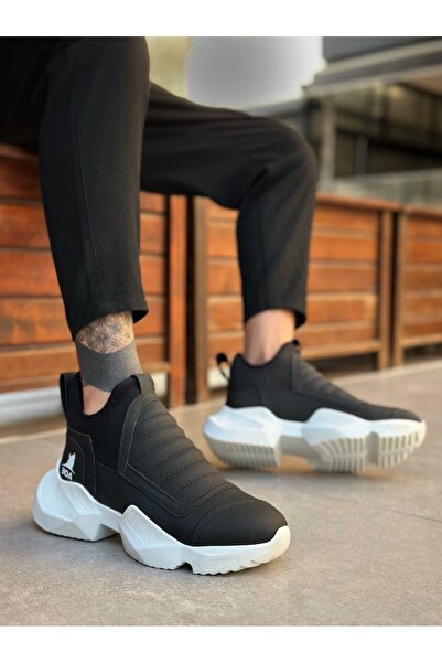 BOA BA0401 Bağcıksız Rahat Yüksek Taban Siyah Erkek Spor Yarım Bilek Bot