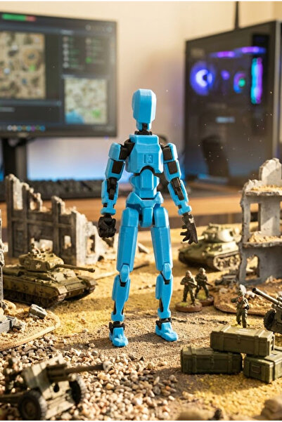 Shaddshop Eklemli Hareketli Şekil Değiştirme Robotu Figür (CYAN AÇIK MAVİ) (S...