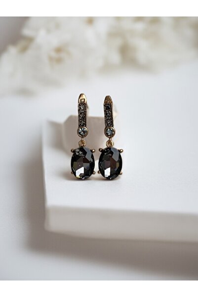 FAYRA ACCESSORIES أقراط بيضاوية من حجر الكريستال