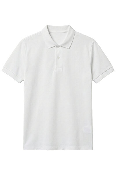 Çapıt %100 Pamuk Polo Yaka Beyaz Kısa Kollu Okul Ve Günlük Kullanıma Uygun Ti...