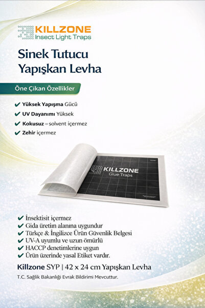 Killzone Sinek Tutucu Yapışkan Bant Levha 42,5×24,5 cm (20 Adet) – EFK Cihazı...