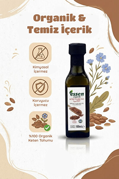 Essen Organik Keten Tohumu Yağı Soğuk Sıkım 100 ml