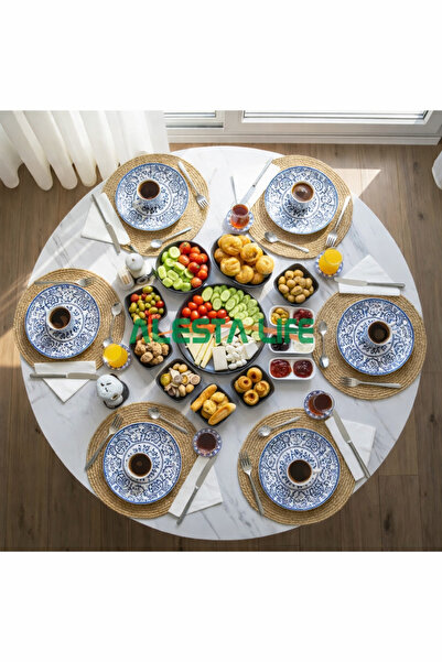 Alesta Life 100 Cm Çap - Beyaz Desenli Katlanabilir Yer Sofrası - Oyun Masası...