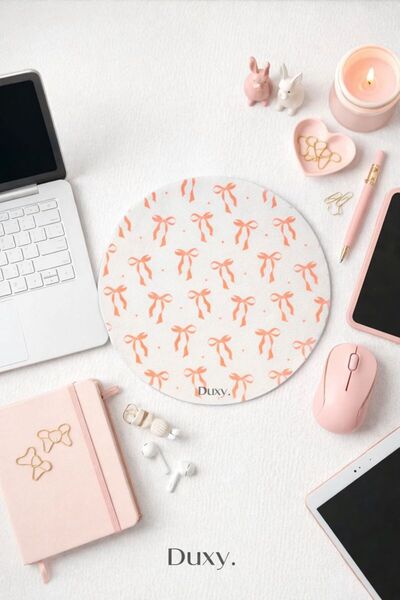 Duxy Kurdele Desenli Kauçuk Mouse Pad, 19 cm, Kaymaz Taban, Ev Ofis ve Oyun i...