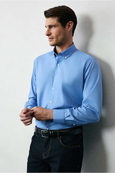 Kiğılı قميص قطني بأكمام طويلة وقصة عادية وخالي من الحديد