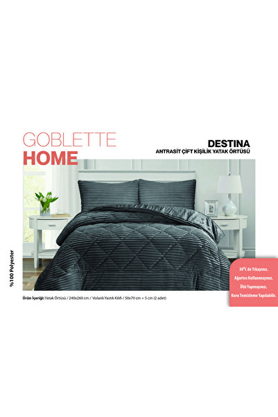 GOBLETTE HOME غطاء سرير مزدوج من سلسلة ديستينا مقاس 220×240 سم - تصميم عصري ف...