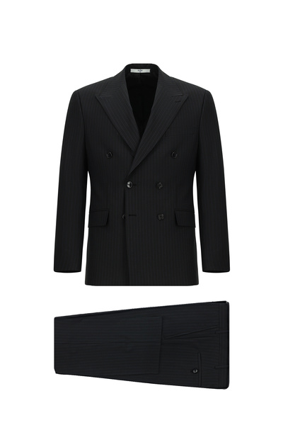 Kiğılı 7 Drop Slim Fit Striped Wool Double-Breasted Suit