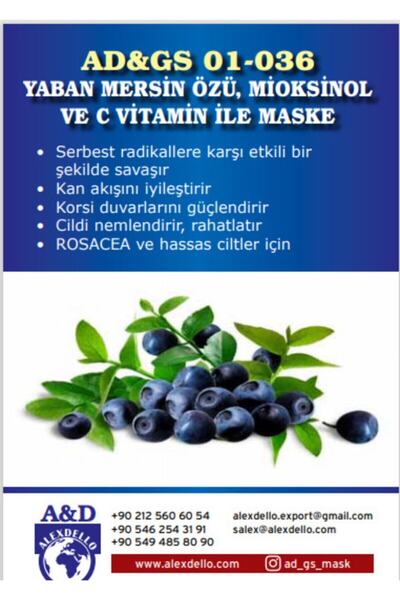 ALEXDELLO YÜZ BAKIM MASKE Yaban Mersin Özü, Mioksinol Ve C Vitamin Ile Maske ROZACEA İçin