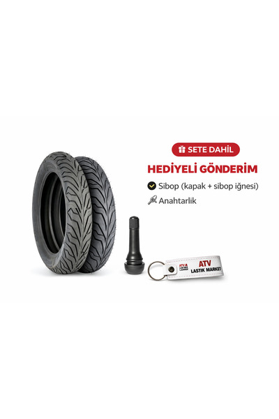 Billas Honda Dio Lastik Takımı 80/90-14 + 90/90-14 TL (2 Adet) Sibop ve Anaht...