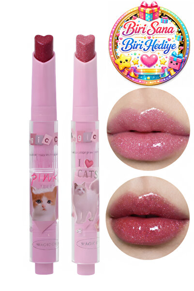 magic casa Cat Collection Kalpli Jel Ruj 3'LÜ SET – Cam Parlak Kore Görünüm