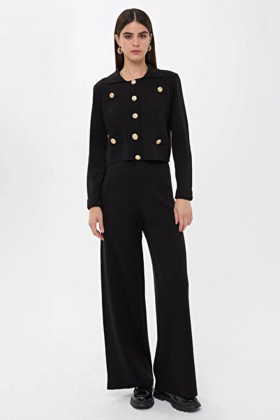 Hiccup Shirt Collar Long Knitwear Set