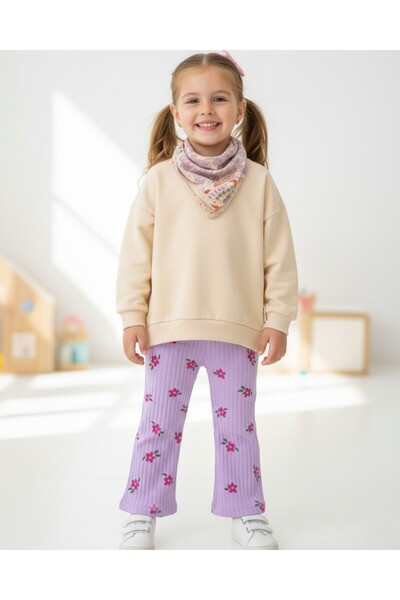 Ege Bebek Set de 3 piese șic sezonier pentru fetiță, cu eșarfă cu model etnic...