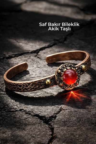 Copper Bracelet Pure Adjustable Agate Evil Eye Protection Handcrafted ( Gift , Special Day ) Good Quality
