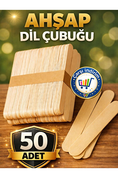 nistabolje 50 Adet Ahşap Dil Çubuğu Büyük Geniş Çubuk Abeslang Dondurma Dil B...