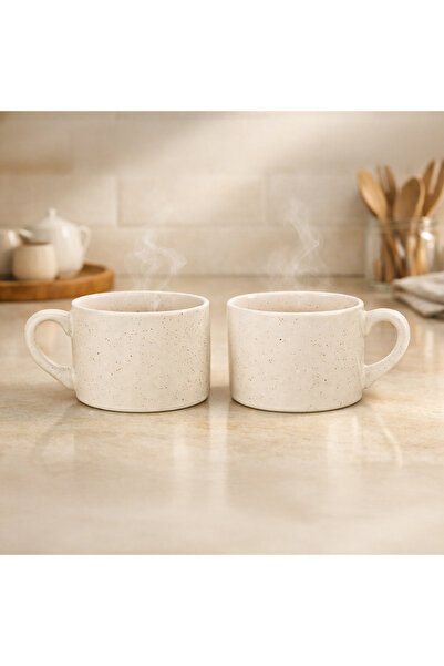 Evidea Kitchen Seramik 2'li Kupa - Krem - 110 ml