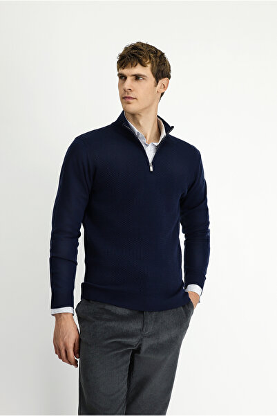 Kiğılı Pulover din lână cu fermoar, cu model, cu jumătate de gât, cu model