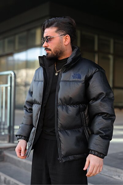 MİS MODA ΑΝΔΡΙΚΟ ΧΕΙΜΕΡΙΝΟ ΠΟΥΦΕΡΜΕΝΟ ΔΕΡΜΑΤΙΝΟ ΠΑΛΤΟ