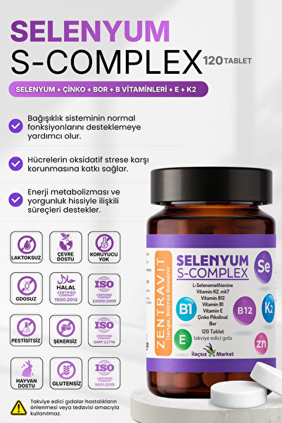 İlaçsız Market Selenyum S-Complex Takviyesi / 120 Tablet Zentravit 1 ALANA 1 ...